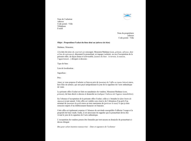 Offre d'achat immobilier : que doit contenir une offre d'achat ?